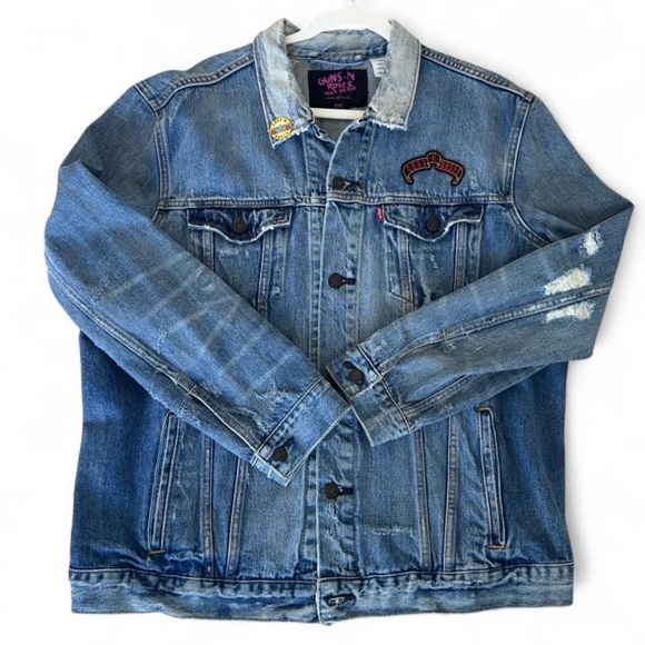 Maxfield Guns N' Roses Was Here Vintage Levi’s Distressed Denim Jean Jacket - Picture 2 of 4